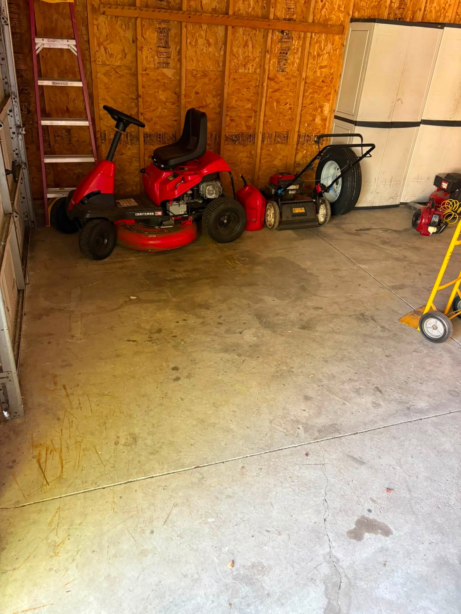 Empty garage floor after cleanout and hauling